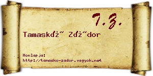 Tamaskó Zádor névjegykártya